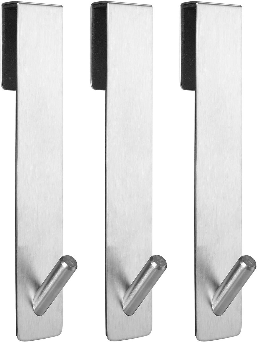Verlengde douchedeurhaken voor frameloze glazen douchedeur - 3-pack - Zilver