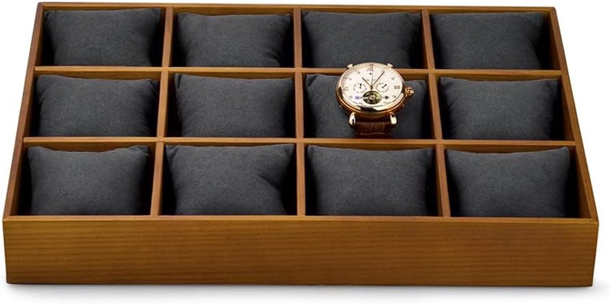 Solid Wood Watch Storage Tray - Organizer voor Horloges - Sieraad Tray in Donkergrijs
