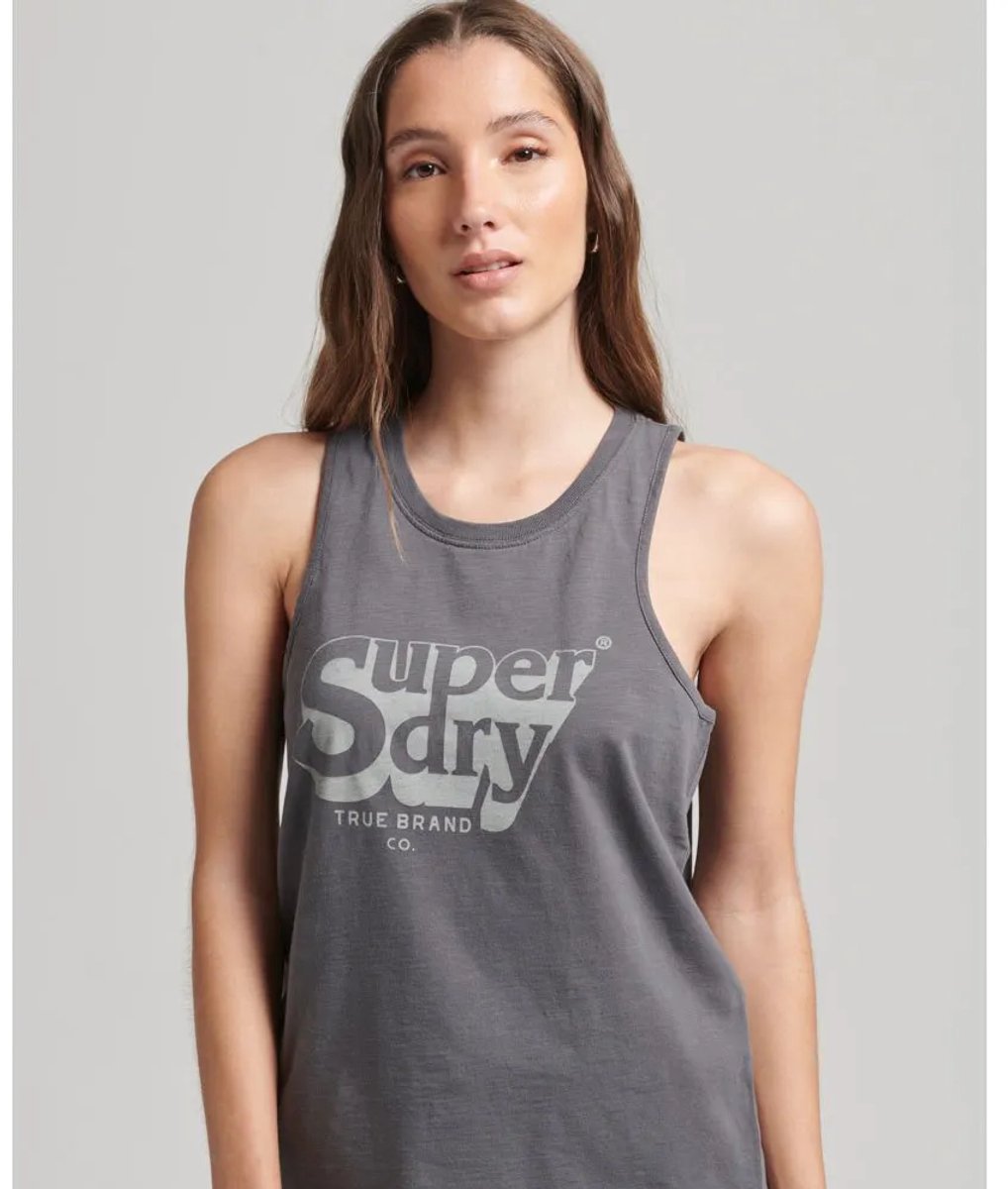 Superdry Vintage Shadow Mouwloos T-shirt S Vrouw Zwart