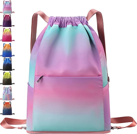 DiULi Gymtas Met Trekkoord – Voetbaldesign – Polyester – Waterdicht – Lichtgewicht – Voor Sport, School, Zwemmen & Wandelen – 1 Stuks Zwart