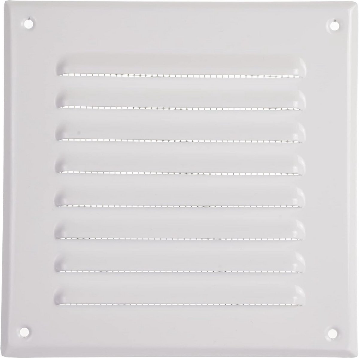 Vierkante Metalen Ventilatie Rooster 165x165mm Wit - Inbouw Luchtuitlaat met Insectenhor