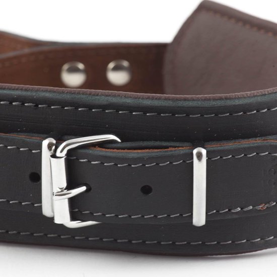 Hondenhalsband met handvat, Dik kwalitatief hoogwaardig leer 65cm x 60mm - Opvoedhalsband - Tactisch hansband - tot 12cm verstelbaar - zacht gevoerd