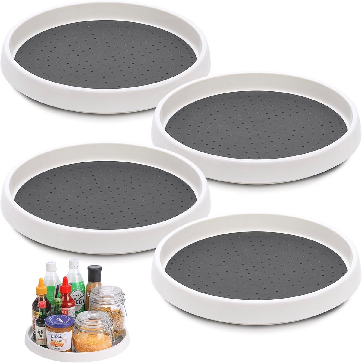 Draaitafel 25 cm Set van 4 Antislip Draaischijf voor Keuken Organisatie Opslag
