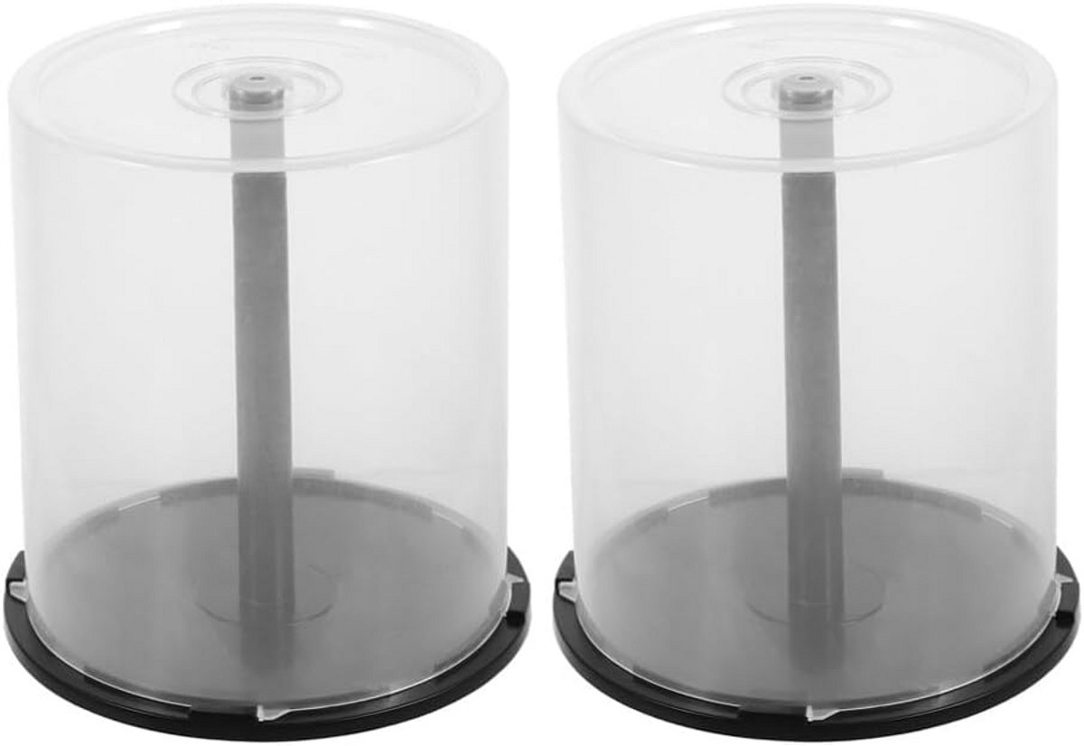 2 stuks CD DVD opbergemmers 100 schijven transparant deksel zwarte spindel