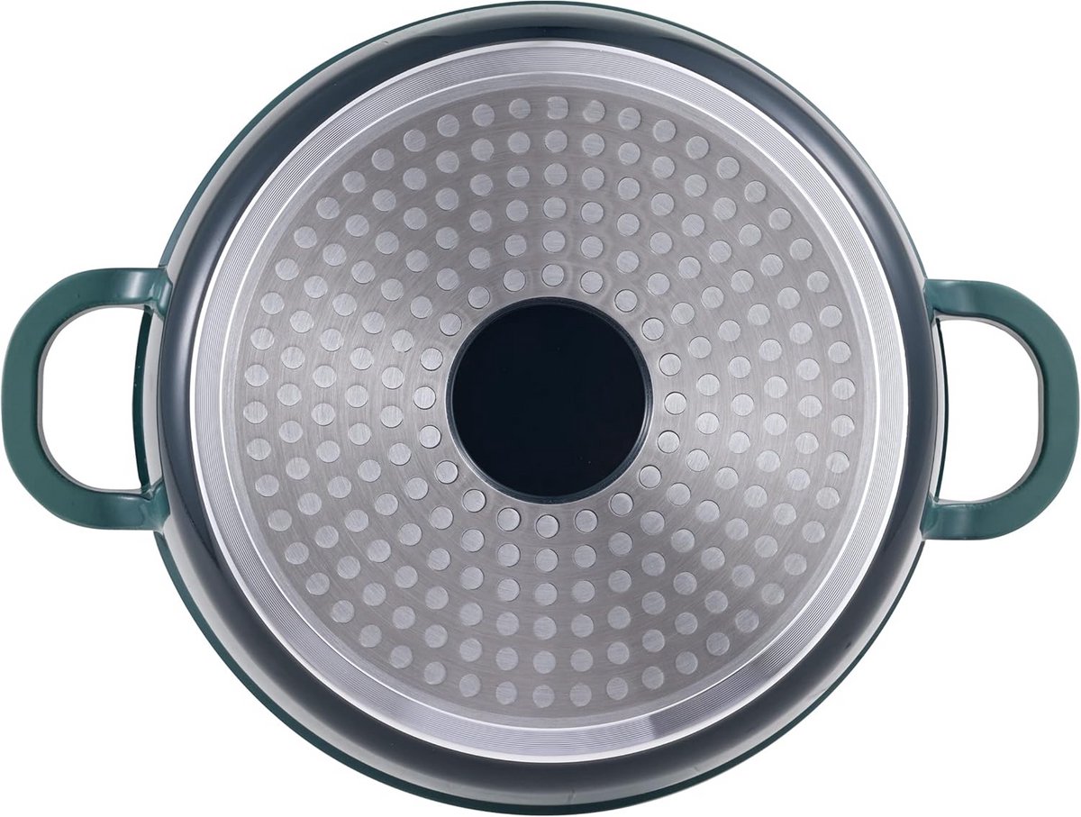 Braadpan 20 cm met deksel - gegoten aluminium - geschikt voor inductie en oven - groen