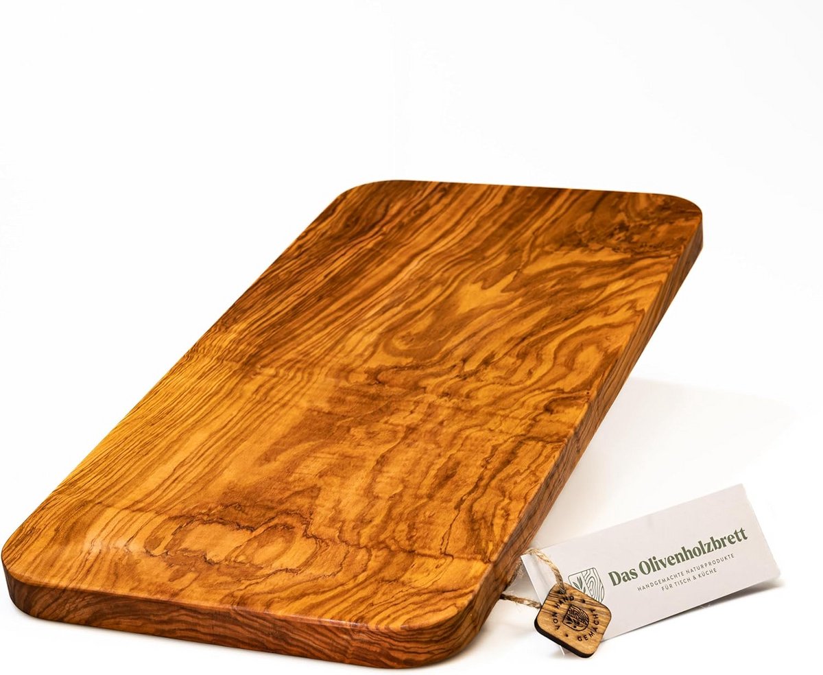 Luxe Houten Snijplank van Olijfhout (50x25 cm) met Afgeronde Hoeken