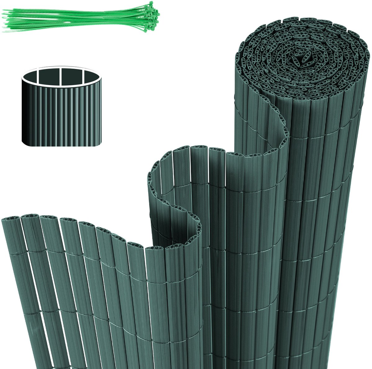 0.8 x 3 m PVC Tuinscherm voor Privacy – Tuinafscheiding & Balkonscherm – Groen