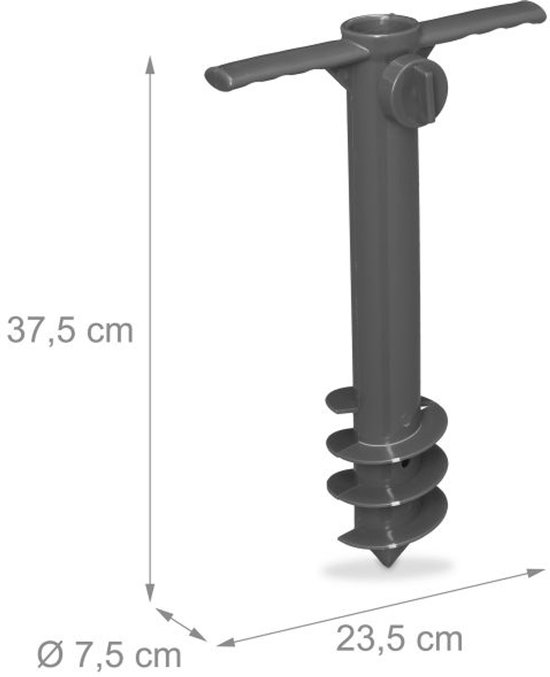 LEcylankEr Parasolstandaard met gazonpoort, afneembare parasolhouder voor vissen, tuin, strand (zilver