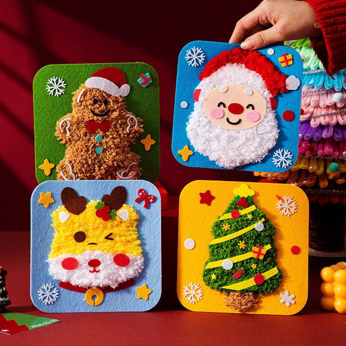 Mmgoqqt 4-Stuks Kinder DIY Borduurpakket - Leuk Dier Patroon - Eenvoudig Te Leren - Voor Beginners - Cadeau Voor Jongens En Meisjes