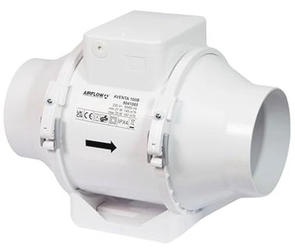 Buisventilator 100 mm - Krachtige Ventilator met 2 Snelheden voor Badkamers en Huishoudeli
