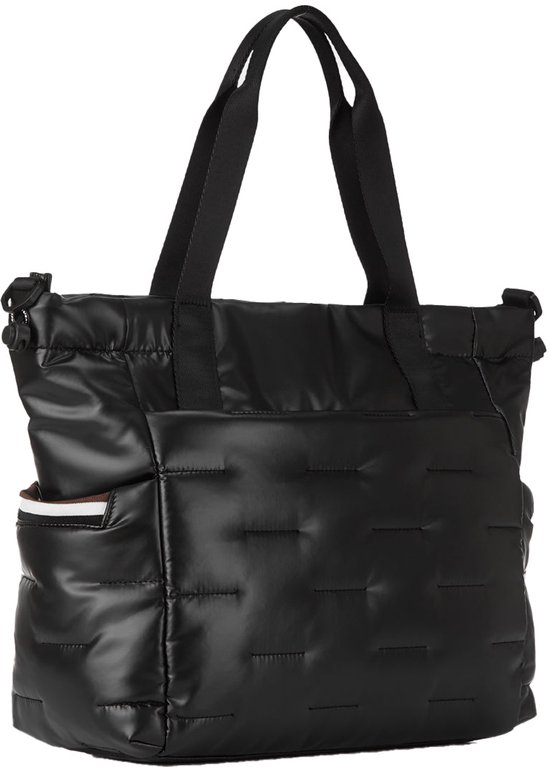 Zwarte Hedgren shopper, gewatteerd voorvak en zijvakken.