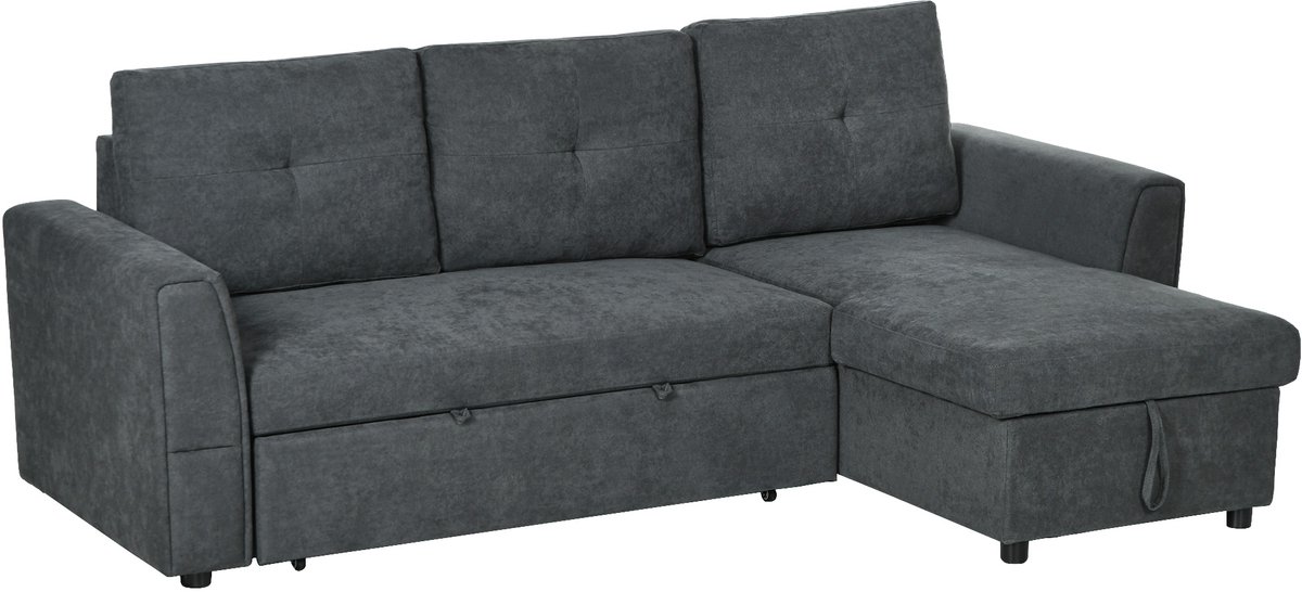 Slaapbank - Uitklapbaar - Slaapstoel - Logeerbed - Zetelbed - Slaapfauteuil - Vouwbed - 2 persoons - Zeer comfortabel - Donkergrijs