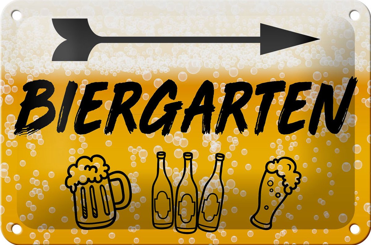 Blechschild 18x12cm Biergarten rechts Bier Schild
