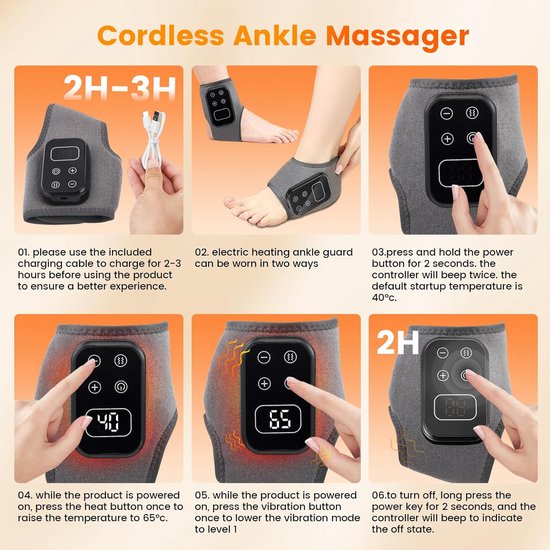 Voetmassager - Draadloze voetmassager met 3 standen en 5 warmteniveaus ...
