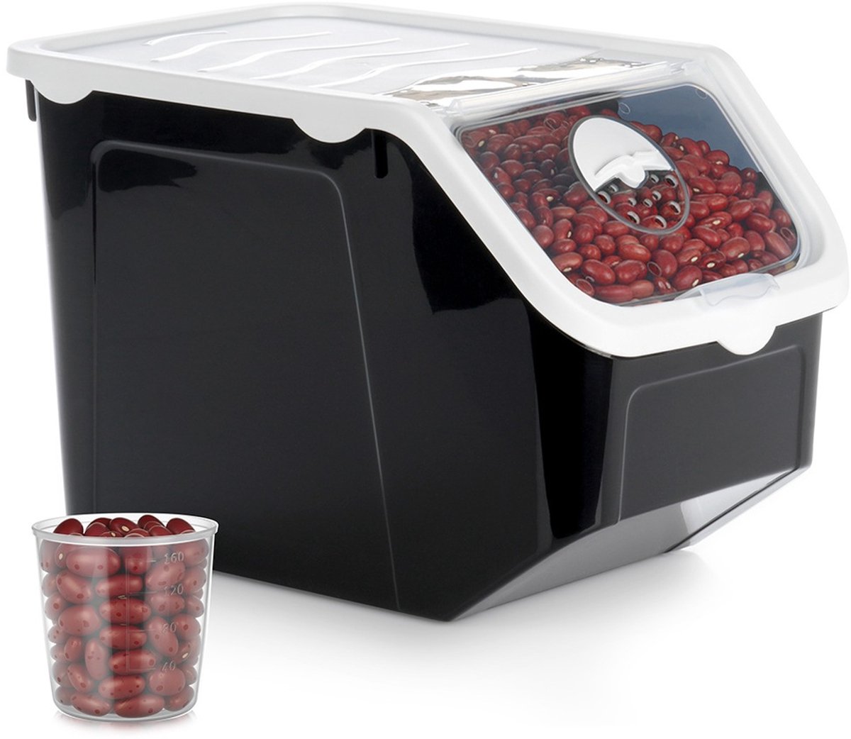 Doos voor Groenten en Fruit met Deksel Zwart 12 l - Aardappelbak - Aardappelpot - Bewaardoos - Container - Koelkast Organizer - Opbergbox - Fruitkist