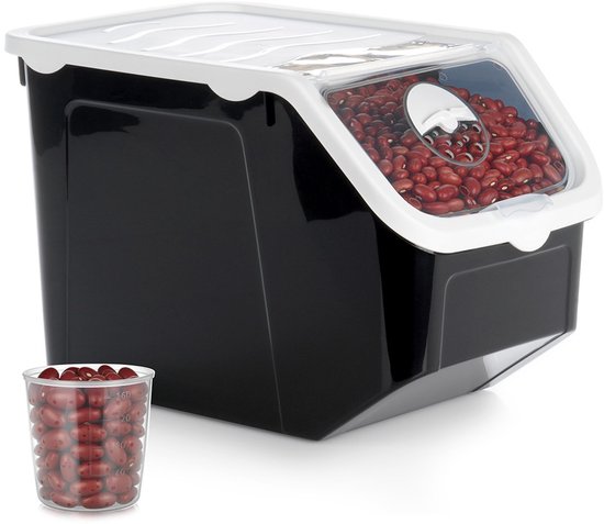 Bac de Rangement avec Couvercle - 12 Litres - Noir - Boîte de Rangement pour Légumes & Fruits - Organiseur de Cuisine