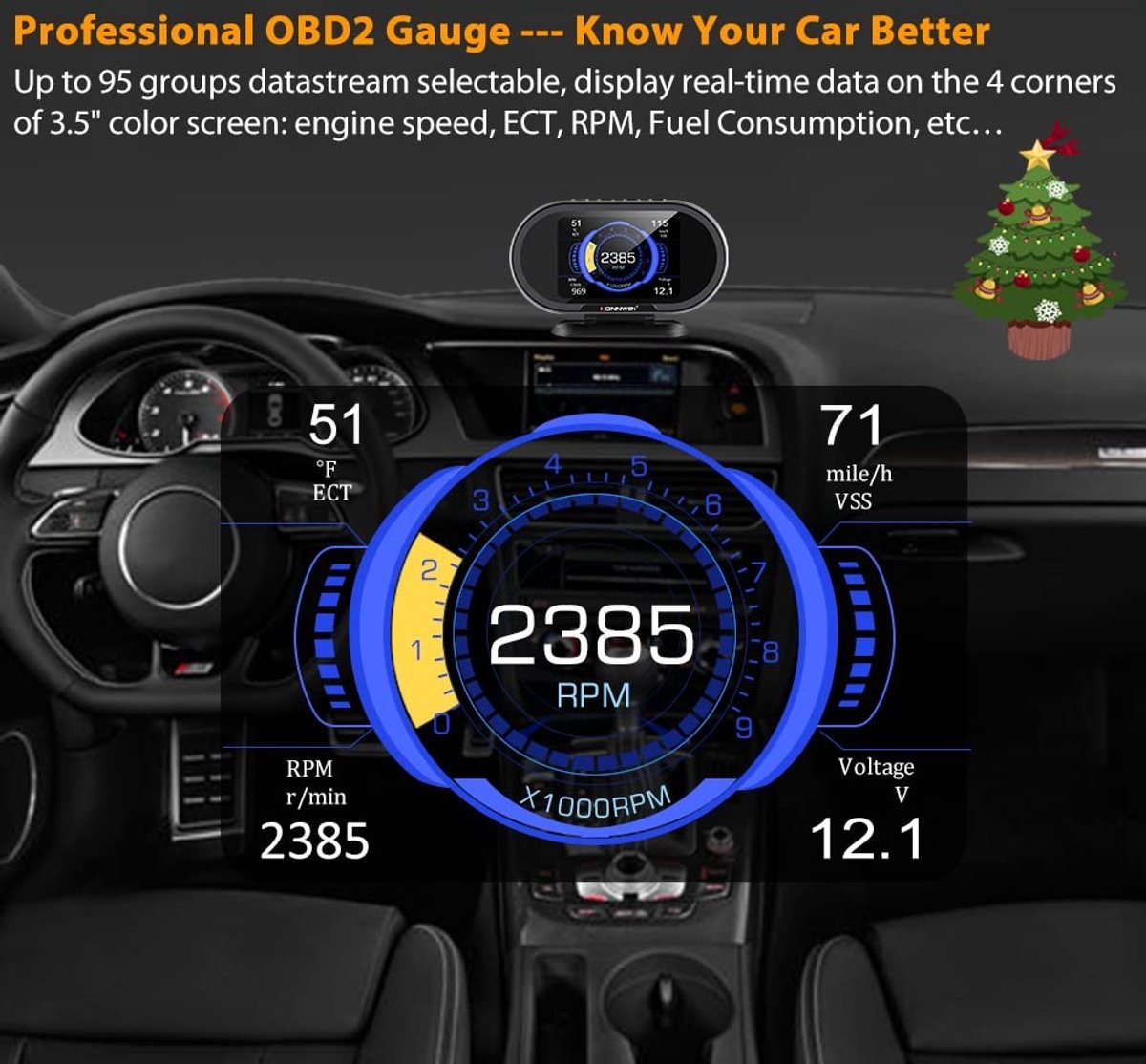 KONNWEI KW206 OBD2 HUD boordcomputer thumbnail 5