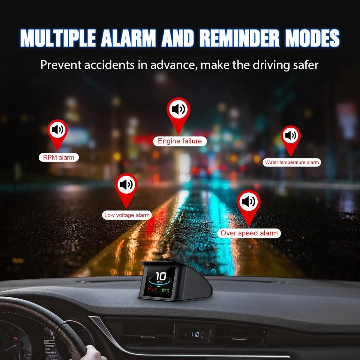 WiiYii P10 - HUD Head-Up Display Auto Snelheidsmeter OBD2 Slimme Digitale Tripcomputer OBD2 Scanner OBD2 Diagnostisch Hulpmiddel Snelheidsalarm thumbnail 5