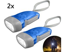 TLVX 2 stuks Knijpkat LED – Zaklamp – Oplaadbaar – Ingebouwde Dynamo – Handaangedreven - Altijd licht - Ingebouwde accu - Geen batterijen nodig – Noodlamp – Scouting lamp – Noodpakket Lamp – Wit licht – 75 Lumen!