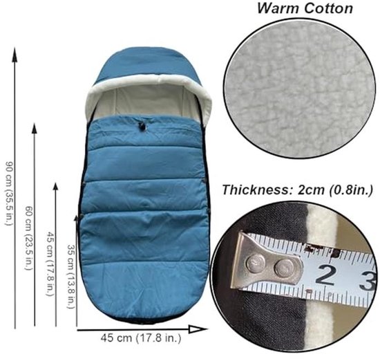Universele Baby Kinderwagen Voetenzak - Warme en Zachte Voering, Waterdichte Stof, Inclusief Draagtas, Machinewasbaar, Hemelsblauw van Merkloos — afbeelding 4