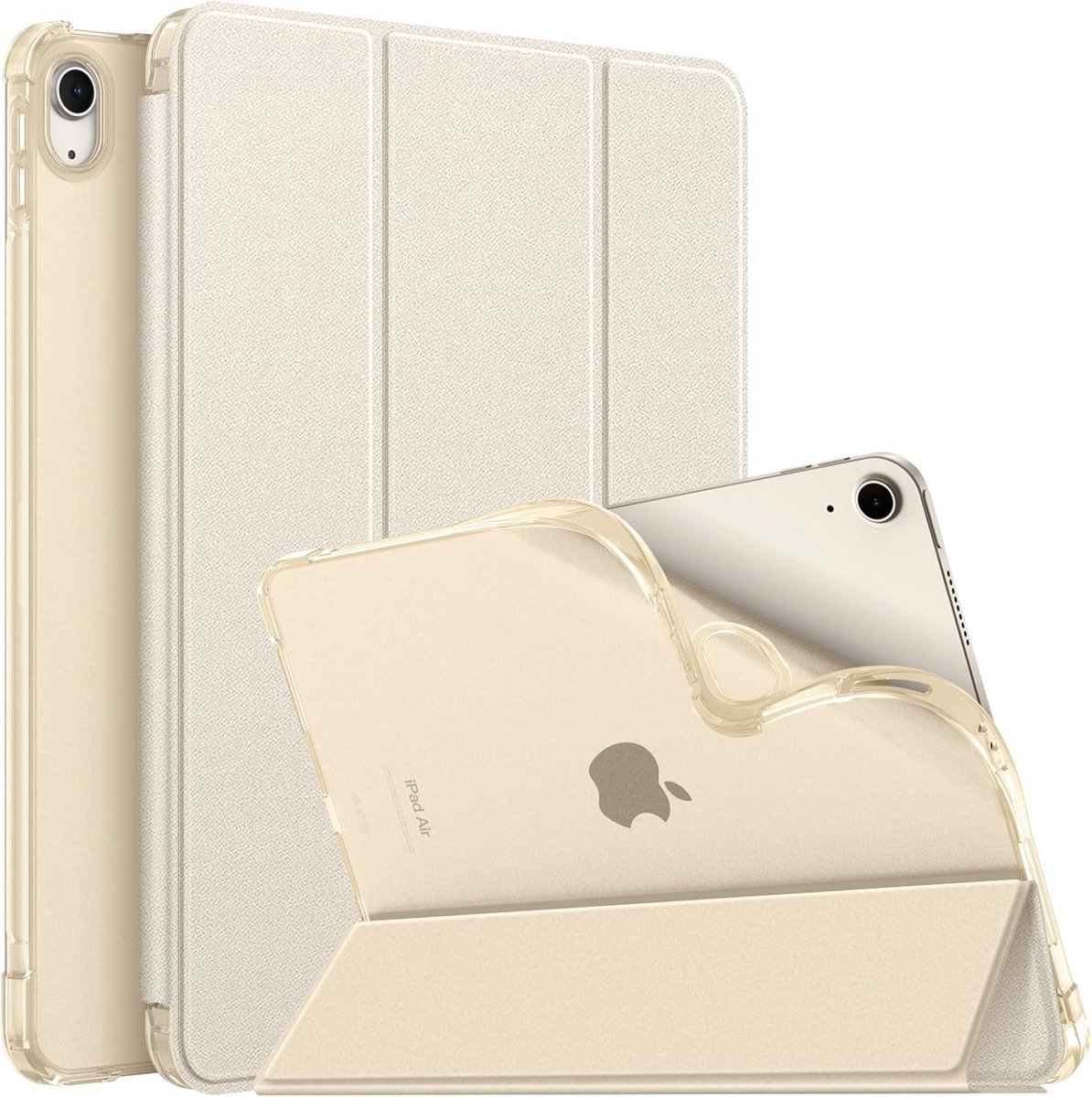 Slimme Beschermhoes voor iPad Air 11 inch (M3) 2025 / (M2) 2024 - Inclusief Penhouder - TPU Transparante Achterkant - Paars