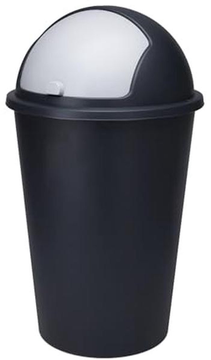 Afvalemmer XL met Schuifdeksel Zwart 50L Rond