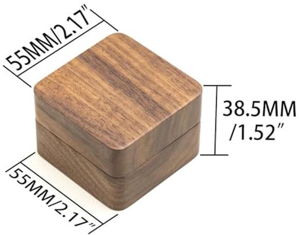 Gepersonaliseerde ringdoos voor trouwdag - Houten trouwringdoos met 2 sleuven