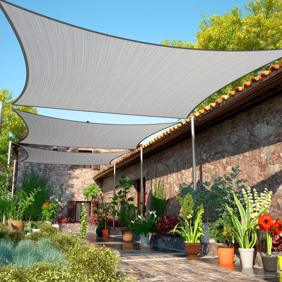 Schaduwzeil Rechthoek - Zonnedoek Luifel - Buitenruimte Schaduw - Waterdoorlatend HDPE - 30 x 45 cm - Grijs