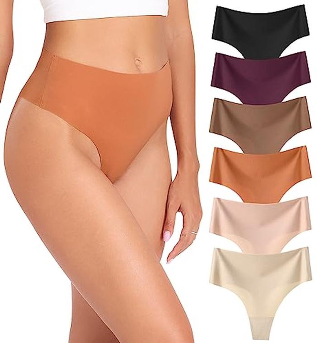 Seamless Hoge Taille Damenslips - Multipack van 6 Stuks