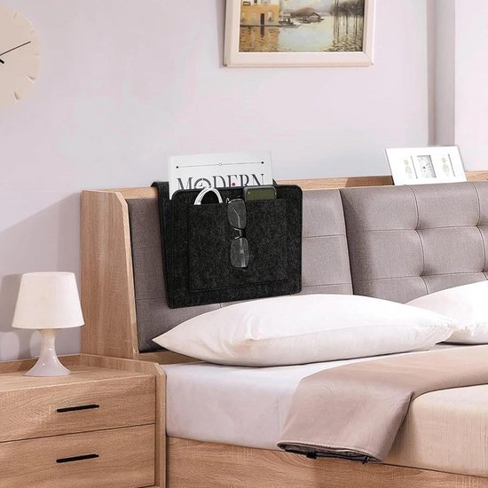 Hangende Bedcaddy van Vilt - Organiser met 5 Vakken voor Nachtkastje, Bank of Bureau — afbeelding 2