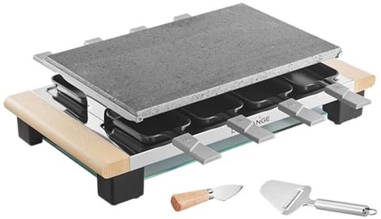 Raclette Pannenkoekenpannen, 4-delig, antiaanbaklaag, mini-raclette-set met 4 draagbare houten schoppen, bakplaat voor kaas, gesmolten ei