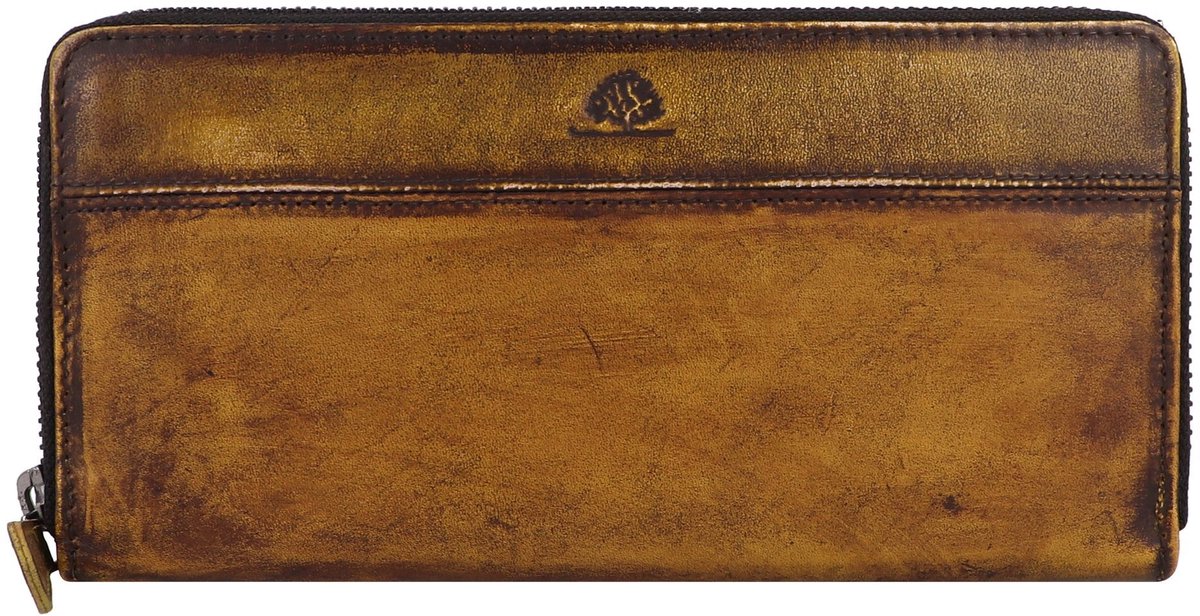 GREENBURRY portemonnee Destressed RV-Long Wallet RFID Dirty Yellow mosterdgeel