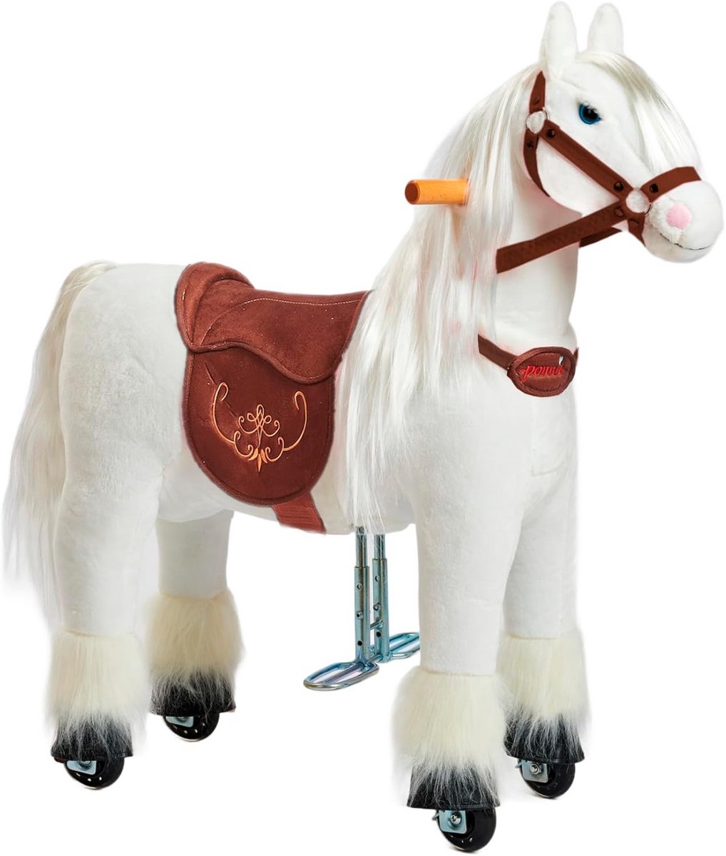 Speelpaard met wielen en afneembare zadel voor kinderen van 3-6 jaar
