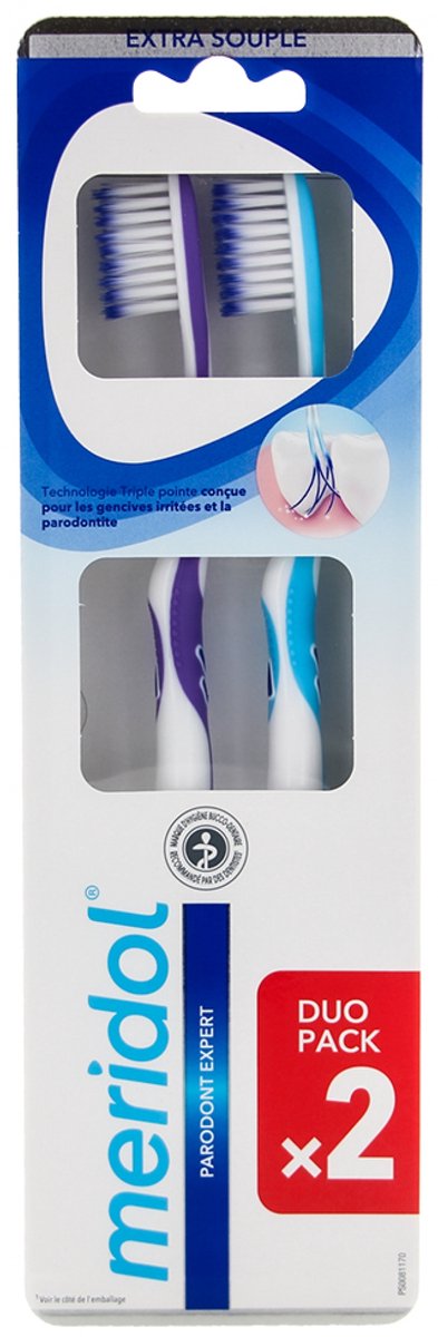 Meridol Parodont Expert Duo Pack Extra Zachte Tandenborstels (Kleur : Blauw en violet)