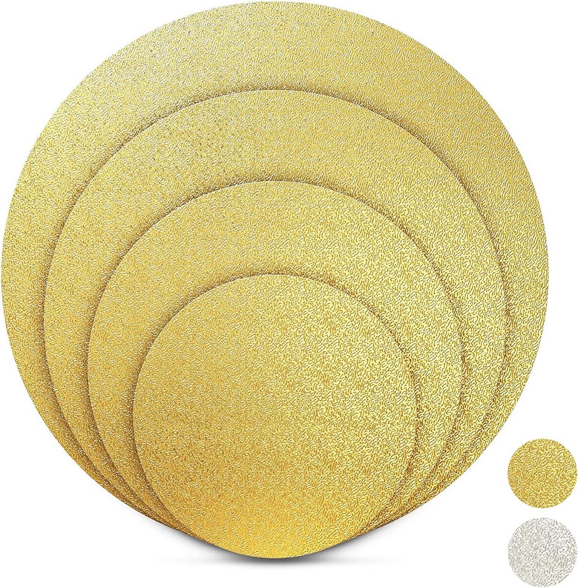 Set van 4 Ronde Taartonderleggers Goudkleurig - Verschillende Diameters