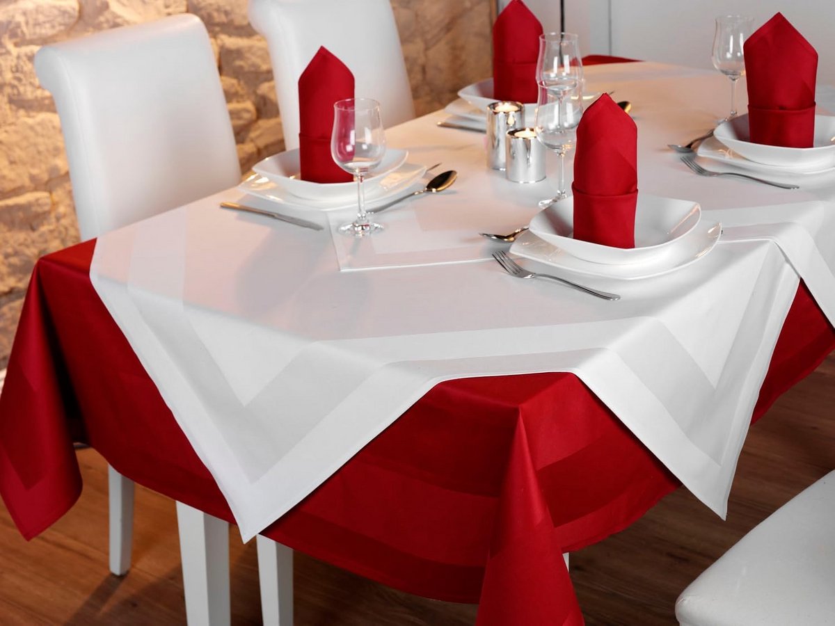 Bordeauxrode Damast Servetten (set van 12) - 100% Katoen met Satijnen Rand (50x50 cm)