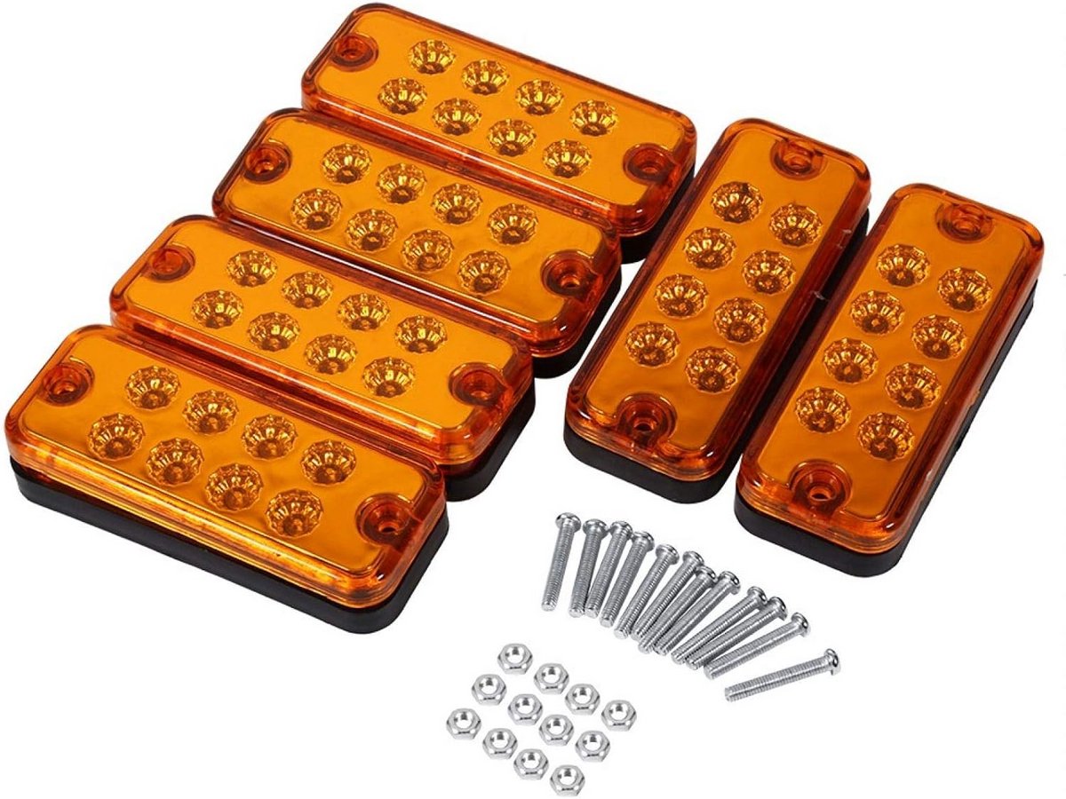 Set van 6 Gele LED Zijmarkeringslichten 12V voor Vrachtwagen, Trailer en Bus