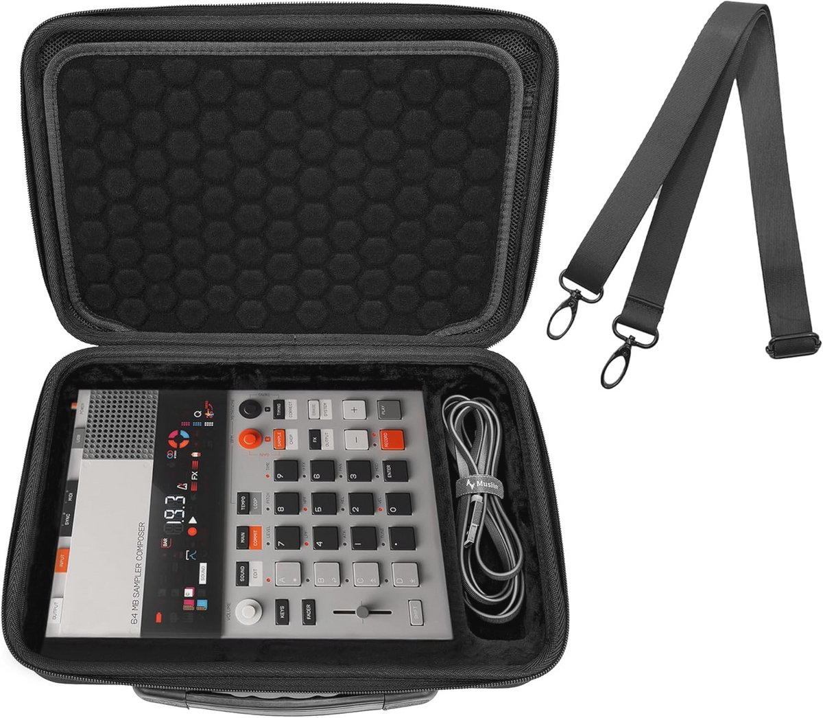 Audio Sampler Case voor Middeleeuwse Samplers, Draagbare Muziek Gear, Zwart