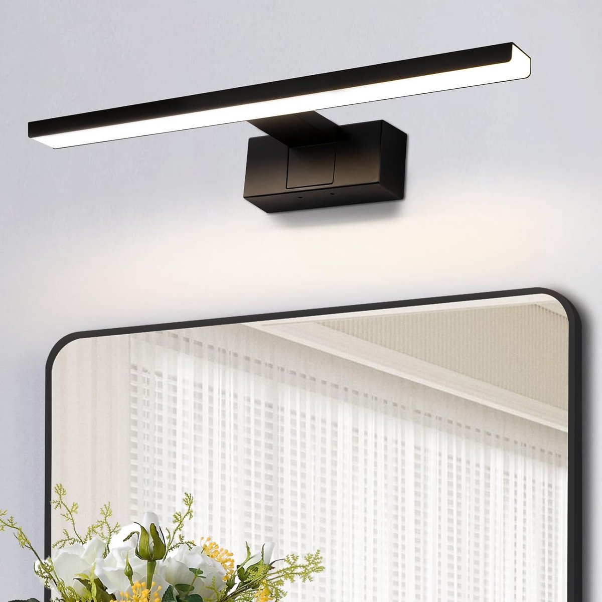 Glitzerlife LED Spiegellamp Bad - Modern IP44 Spiegelleuchte - Neutraal Wit Licht 4000K - Wandlamp - 30 cm - Zwart - Acryl & Metaal 30CM 4000K
