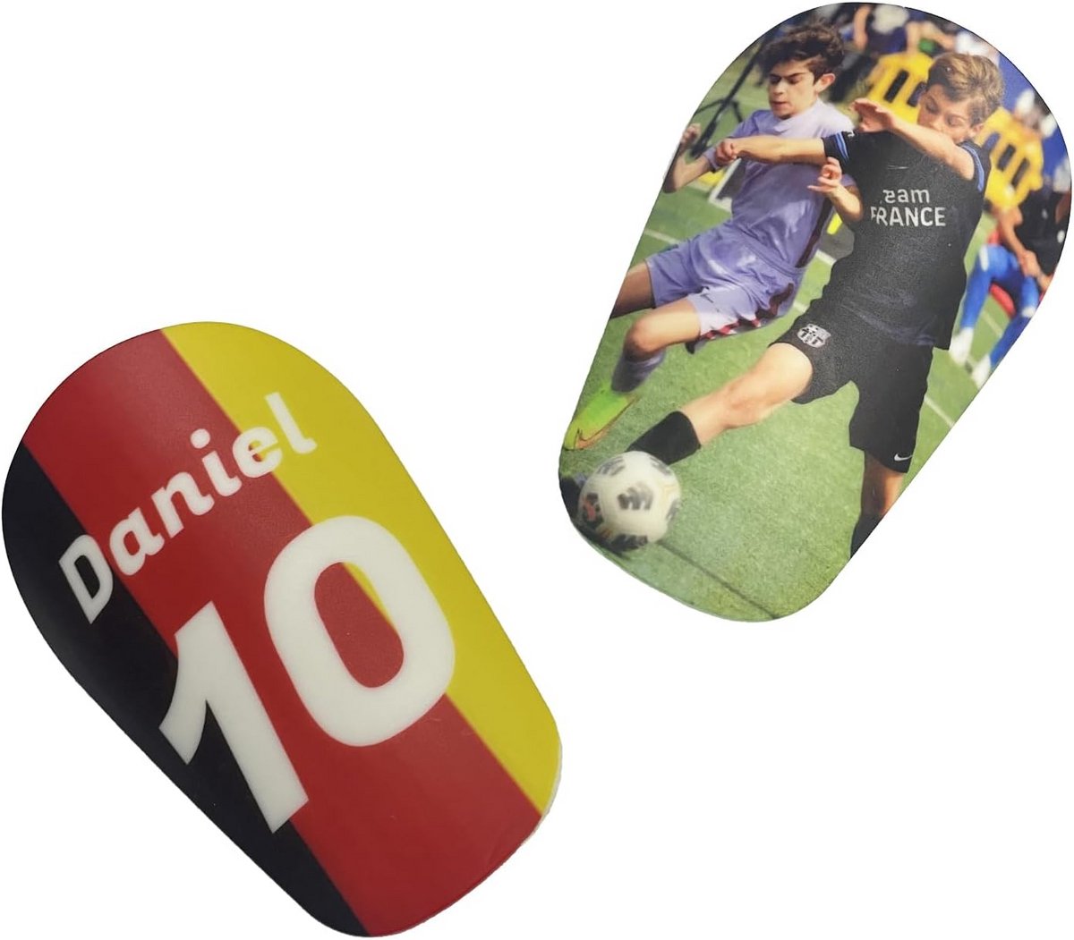 Persoonlijke voetbalscheenbeschermers op maat met foto en naam voor kinderen - Perfect voor verjaardagen en kerstgeschenken