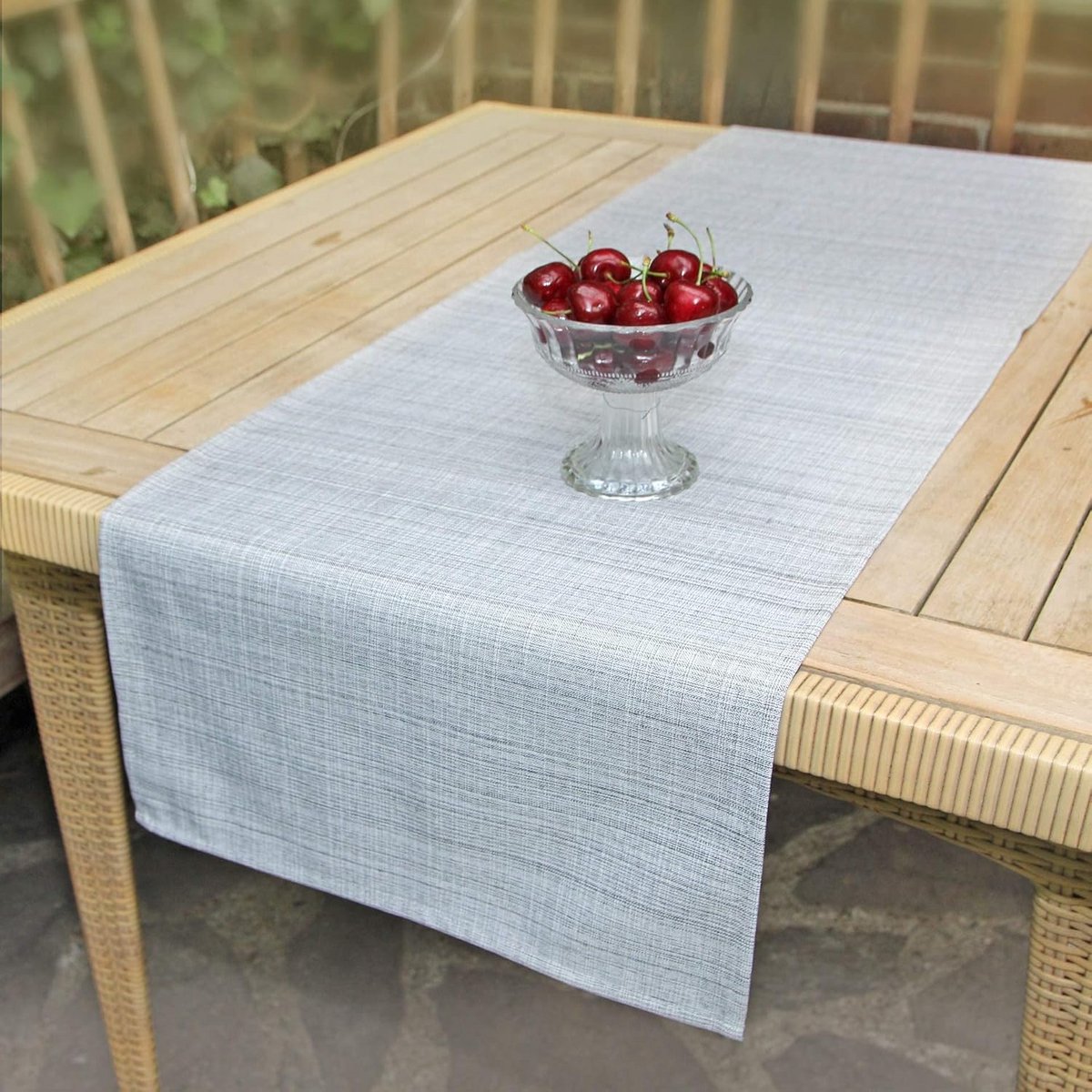Tafelloper Grijs Katoen 40x140 cm - Vlekbestendig & Afwasbaar voor Binnen & Buiten