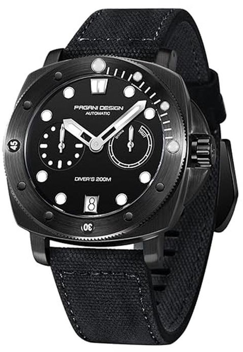 Vierkante Automatische Waterdichte Horloge voor Mannen met Nylon Band en Gangreserve
