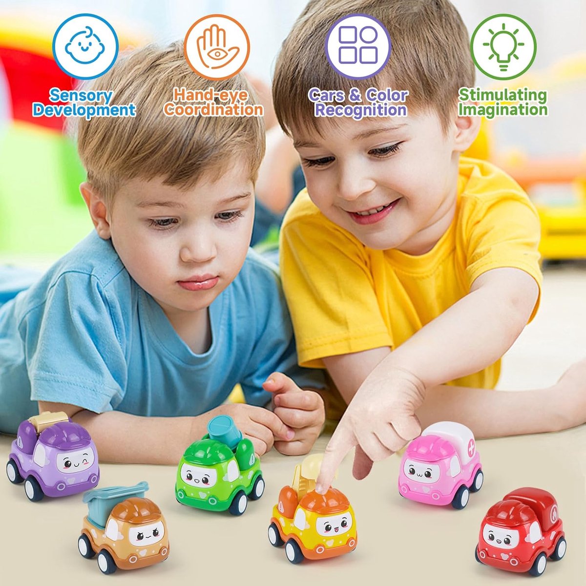 Kraftverdia - Mini Speelgoed auto - Babyspeelgoed - Speelgoedauto set 6stuks - Vanaf 1 jaar jongens en meisjes - voertuigenset voor peuters 12-18-24maanden - Terugtrek-auto speelgoed — afbeelding 7
