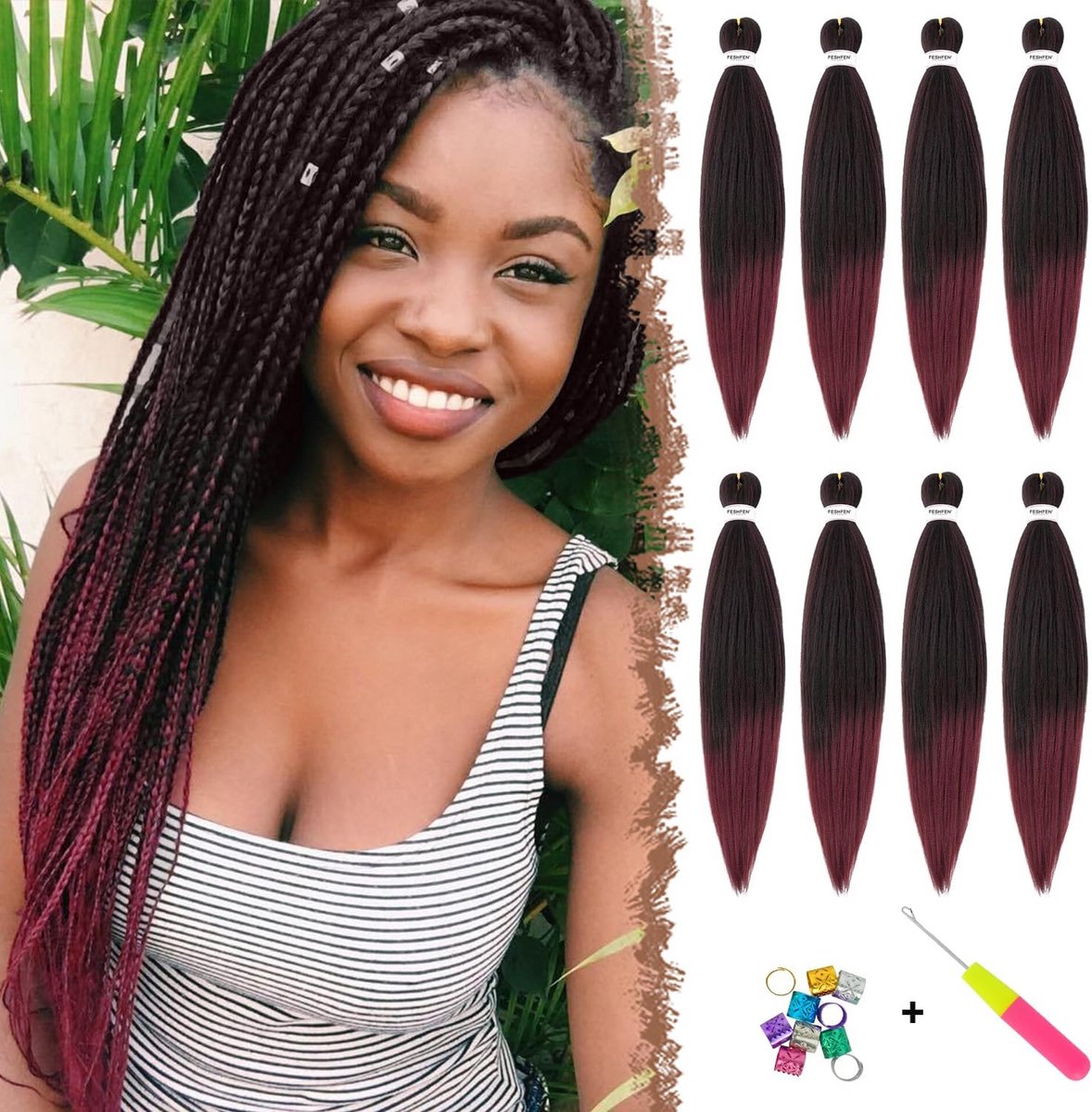 Voorgerekt Vlecht- en Extensions Haar 66 cm Yaki Textuur Synthetisch