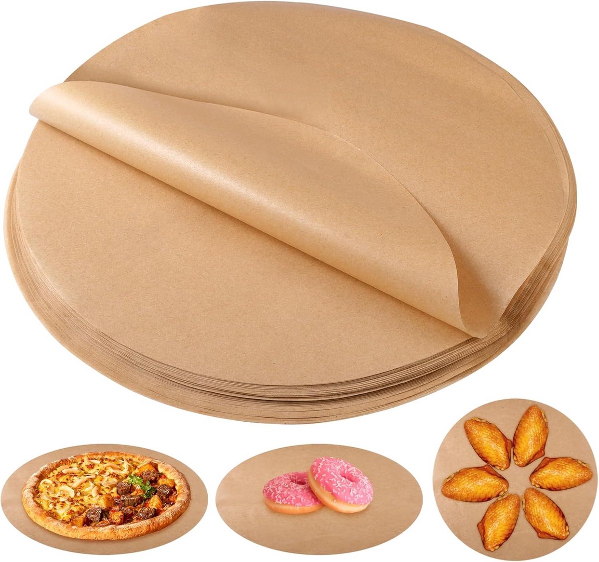 200 stuks ronde bakmatten voor heteluchtfriteuse en oven, 30 cm diameter