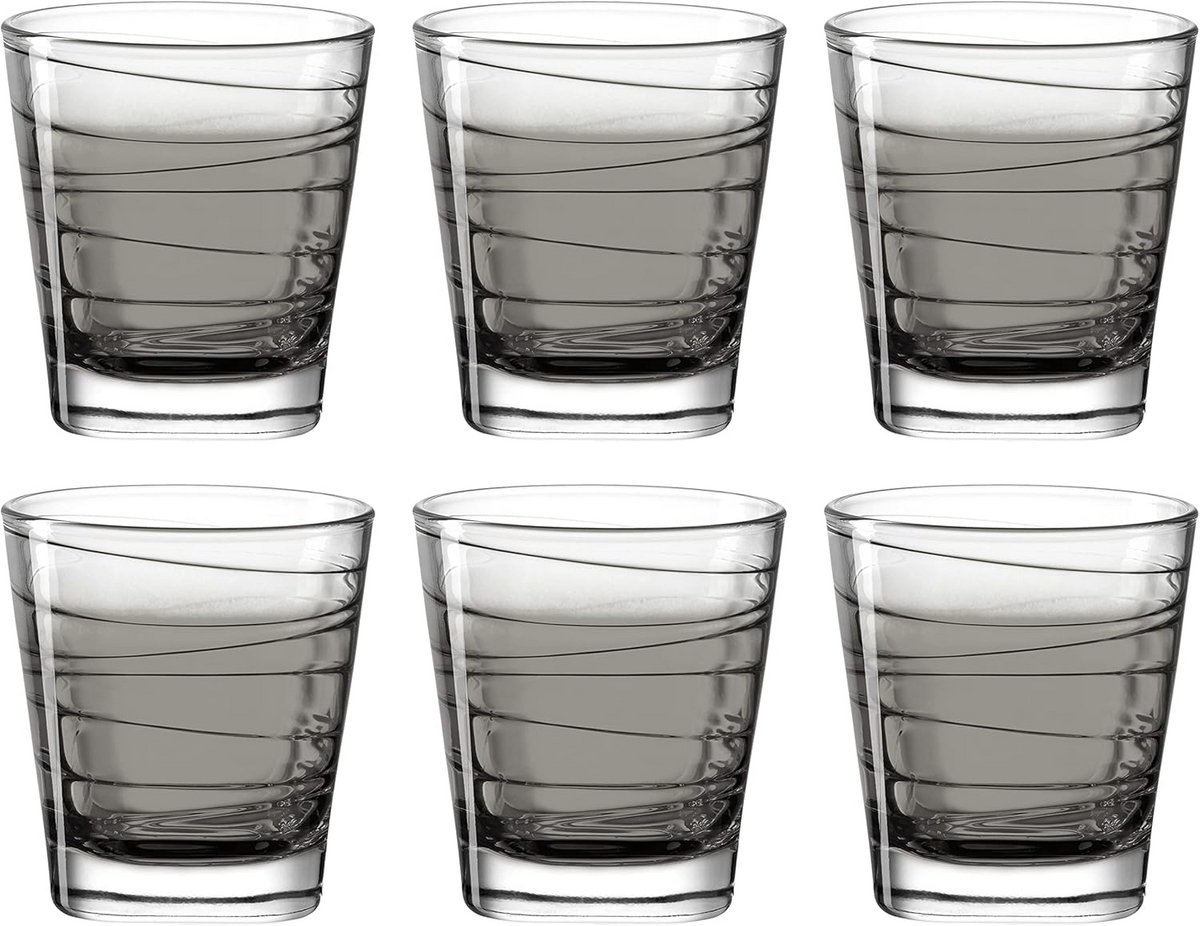 Set van 6 Drinkglazen Antraciet 250 ml - Vaatwasserbestendig & Kwaliteitsglas