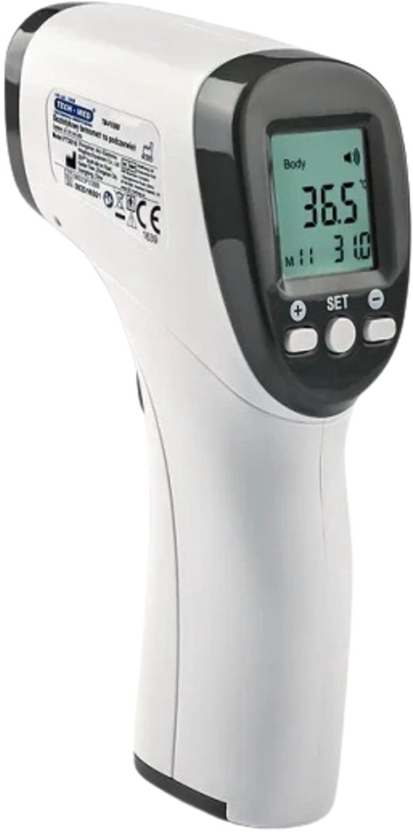 Contactloze thermometer van Tech-Med, LCD-scherm, geheugen voor 32 resultaten, TM-F03BB