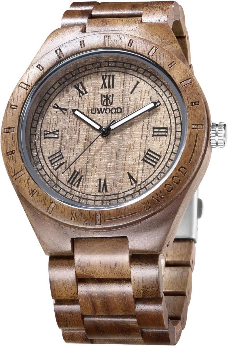 Houten Herenhorloge Superlicht Quartz Natuurlijk Hout Uniek
