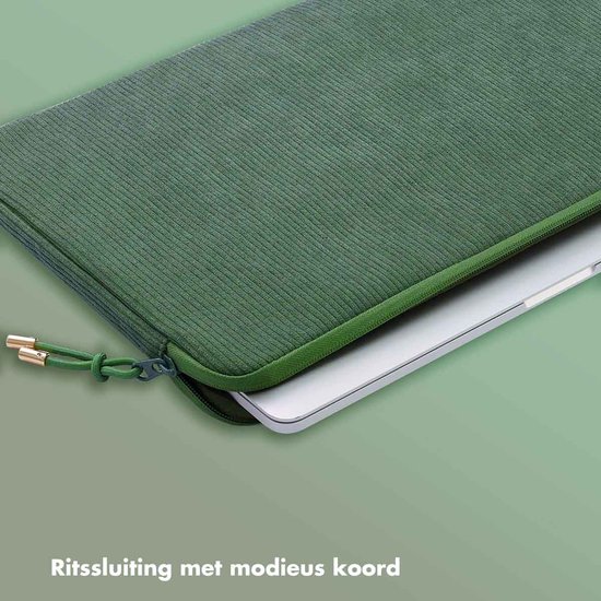 Selencia Laptop Sleeve - Housse pour ordinateur portable adaptée à 16,2 pouces / 16 pouces / 15 pouces / 15,3 pouces / 15,6 pouces - Selencia Corderoy Sleeve - vert