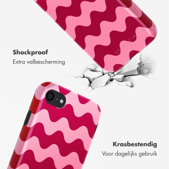 Roze en rode golfpatronen met schokproof en krasbestendige eigenschappen.
